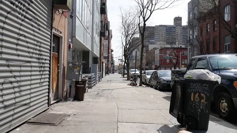 Empty Manhattan Av Sidewalk Williamsburg Brooklyn Stock-Footage 128085808