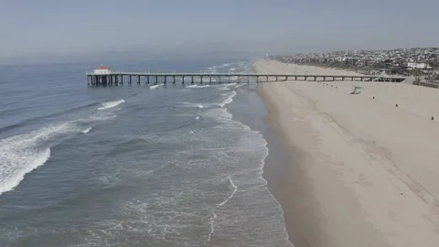 Empty Manhattan Beach Ocean Raw Stock Footage 133399155
