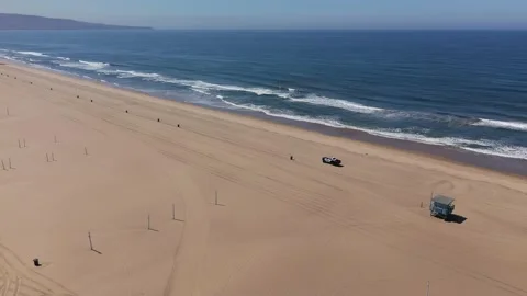 Empty Manhattan Beach  with Patrol Stock Footage 133466723