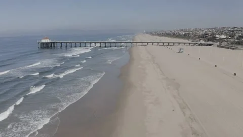 Empty Manhattan Beach Raw Stock Footage 133399183