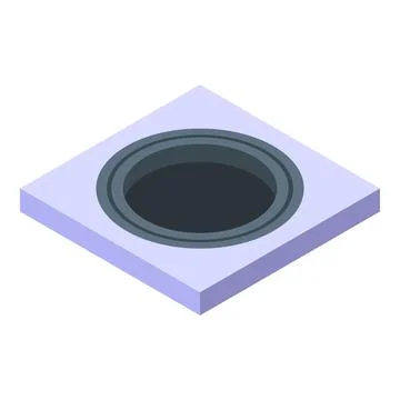 Empty manhole cover creating a dangerous hole in the street Stock Illustration
