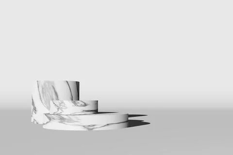 Empty marble stones concrete platform podium with harsh shadow 3D render. Pre Stock Illustration