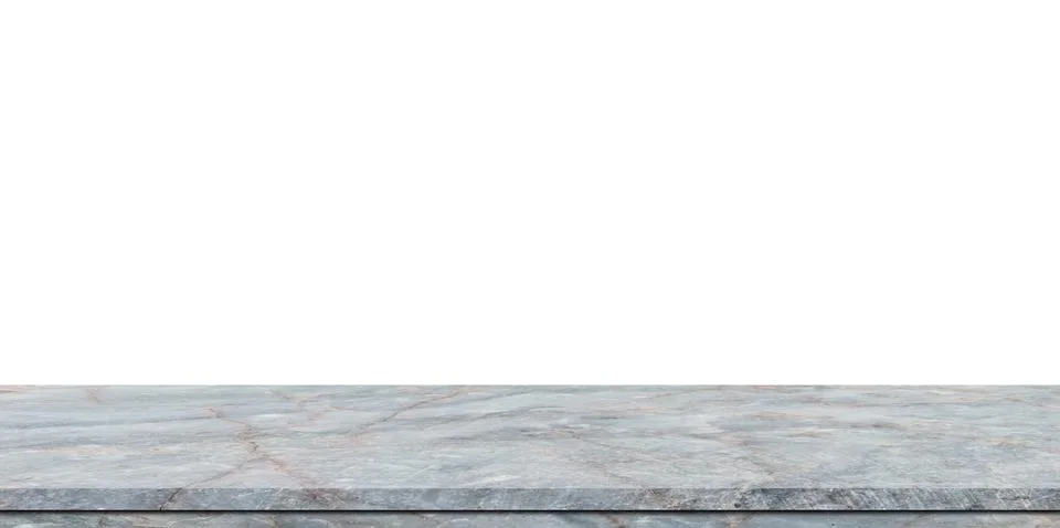 Empty marble table or shelf isolated on white background. For design or produ Stock Photos