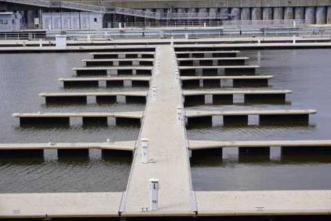 An empty marina on a spring day Stock Photos