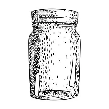 Empty mason jar line drawing creating vintage style Stock Illustration