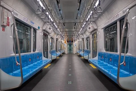 Empty mass rapid transit (MRT) Jakarta train Stock Photos