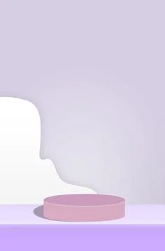 Empty mauve cylindrical podium for presentation cosmetics on lilac background Illustrazione stock