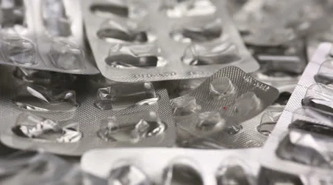 Empty medical blister packages in a loop Stock Footage 23136289