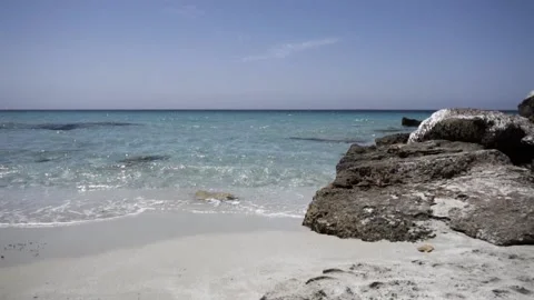 Empty Mediterranean Beach With Crystal Clear Water Stock Footage 149068990