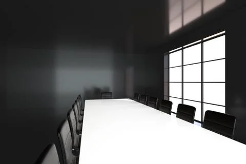 Empty meeting room. Close of up table. 3d rendering Stock Illustration