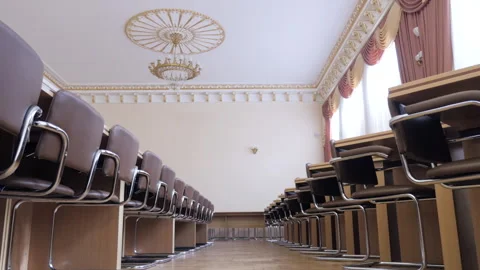 Empty Meeting Room, Conference Table With Soft Seats Video stock 256812656