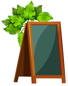 An empty menu board with plants Illustrazione stock