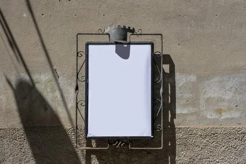 Empty menu board stand and outdoor cafe Stock Photos