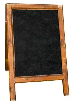 Empty menu board stand sign isolated over white. Stock Photos