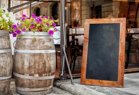 Empty menu board on street Stock Photos