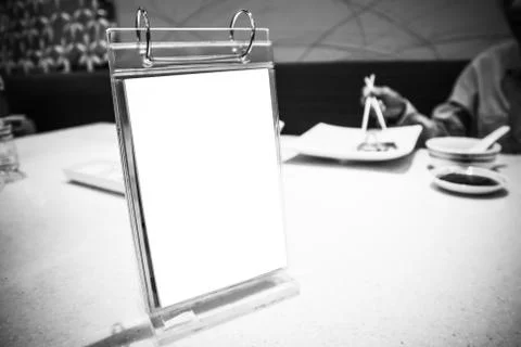 Empty menu frame on table in Japanese Restaurant, People background Stock Illustration