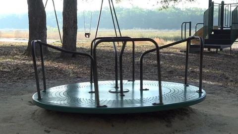 Empty merry go round. 4K Stock Footage 87952440