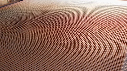 Empty Mesh Conveyor Belt In Motion Stock Footage 254372237