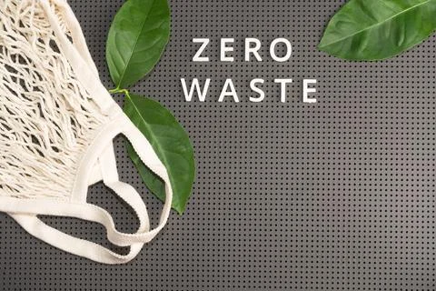 Empty mesh string bag. Zero waste Stock Photos