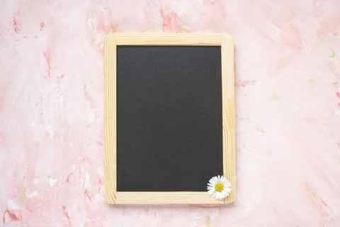 Empty message black board and fresh spring flower Stock Photos