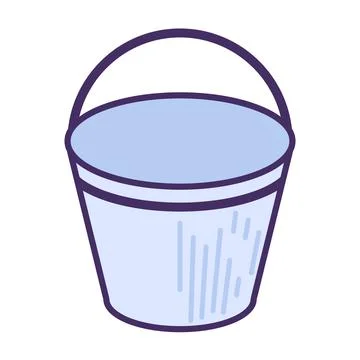 Empty Metal Bucket DIY Tool Stroked Icon Stock Illustration