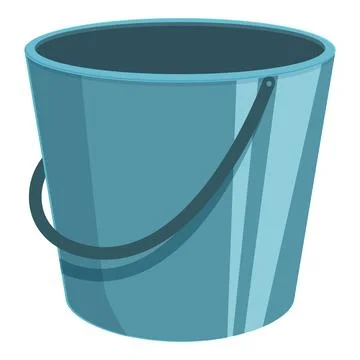 Empty metal bucket standing with handle up for gardening or cleaning Illustrazione stock