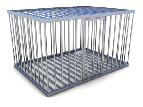 An empty metal cage is a white background Stock Illustration