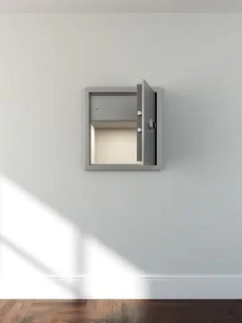Empty metal safe in bright room Illustrazione stock