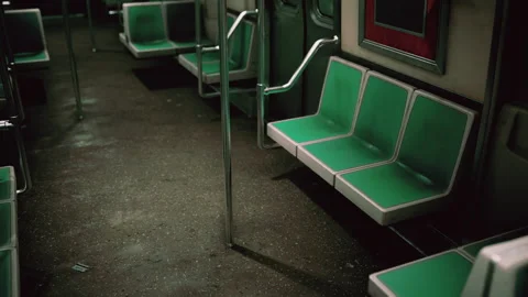 Empty metal subway train in urban Chicago Stock Footage 256608748