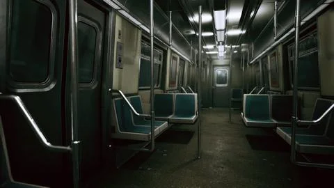 Empty metal subway train in urban Chicago Stock Illustration