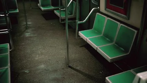 Empty metal subway train in urban Chicago Stock Illustration