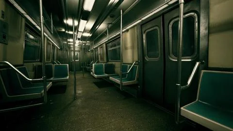 Empty metal subway train in urban Chicago Stock Illustration