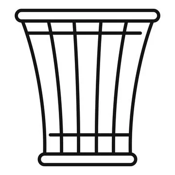 Empty metal trash can with vertical bars, a simple icon representing waste .. Ilustração Stock