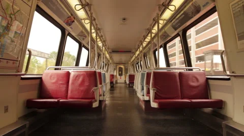 Empty Metro car in Washington DC stops at station and passengers get on Video stock 62866945