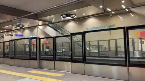 Empty Metro Railroads And Platform At Sofia Subway Station 스톡 동영상 324516970