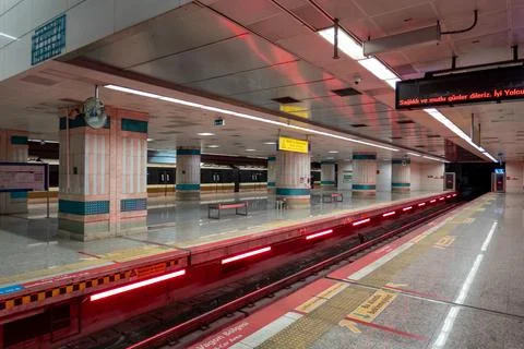 Empty metro station of line in airport Stock Illustration
