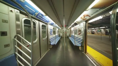 Empty metro subway train at grand centra... | Stock Video | Pond5
