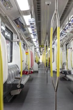 Empty metro subway train space pandemic photo Stock Photos