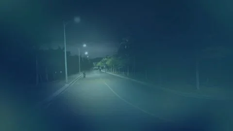 Empty Midnight Crosswalk On Quiet Suburban Road Under Blue Streetlamps Stock Footage 329464193