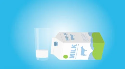 Empty Milk Box and an Empty Milk glass Stock Illustration