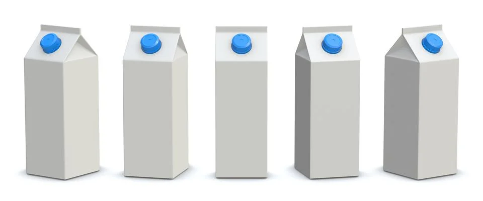 Empty Milk Box Set Stock Photos
