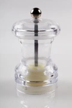 Empty mill for pepper, spices. White background. Close-up Foto stock