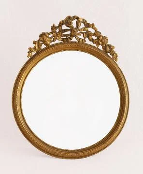 Empty miniature antique circle frame in bronze worked Fotos Stock