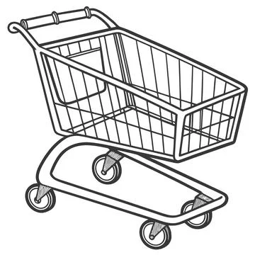 Empty Miniature Shopping Cart Model Isolated on White Background Illustrazione stock