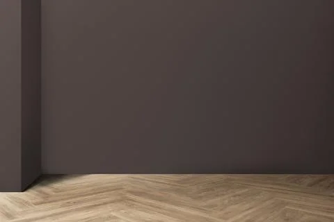 Empty minimal room interior design with fishbone flooring Ilustração Stock