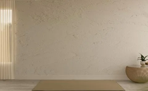 Empty minimal room with textured wall and coffee table. Stock Illustration