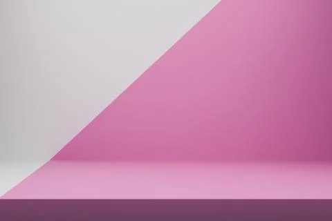 Empty minimal studio background with a pink podium and geometric shapes Stock Illustration