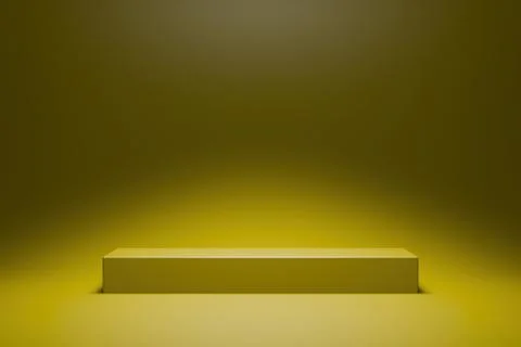 Empty minimal studio background with a yellow illuminated podium. Product scene Stock Illustration