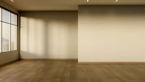 Empty minimalist room with beige plaster wall and parquet floor Stock Illustration