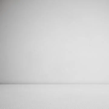 Empty minimalist white textured studio room background with wall and floor .. Stock Photos